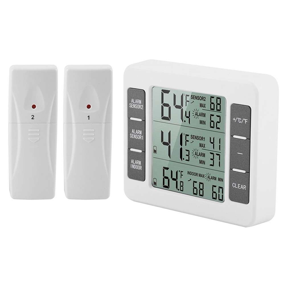 Wireless Thermometer With Long Range Sensor For Fridge And Outdoor Use