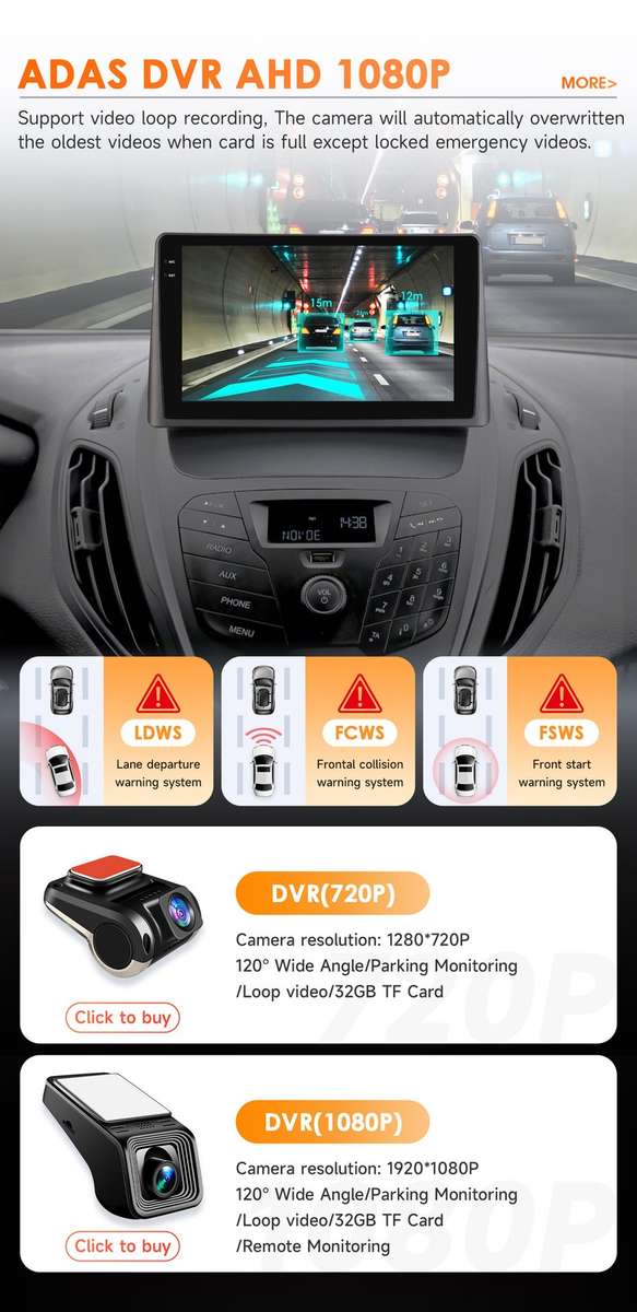 8Core For Ford Transit Tourneo 2013-2021 Carplay DSP Android 14 Stereo Radio GPS