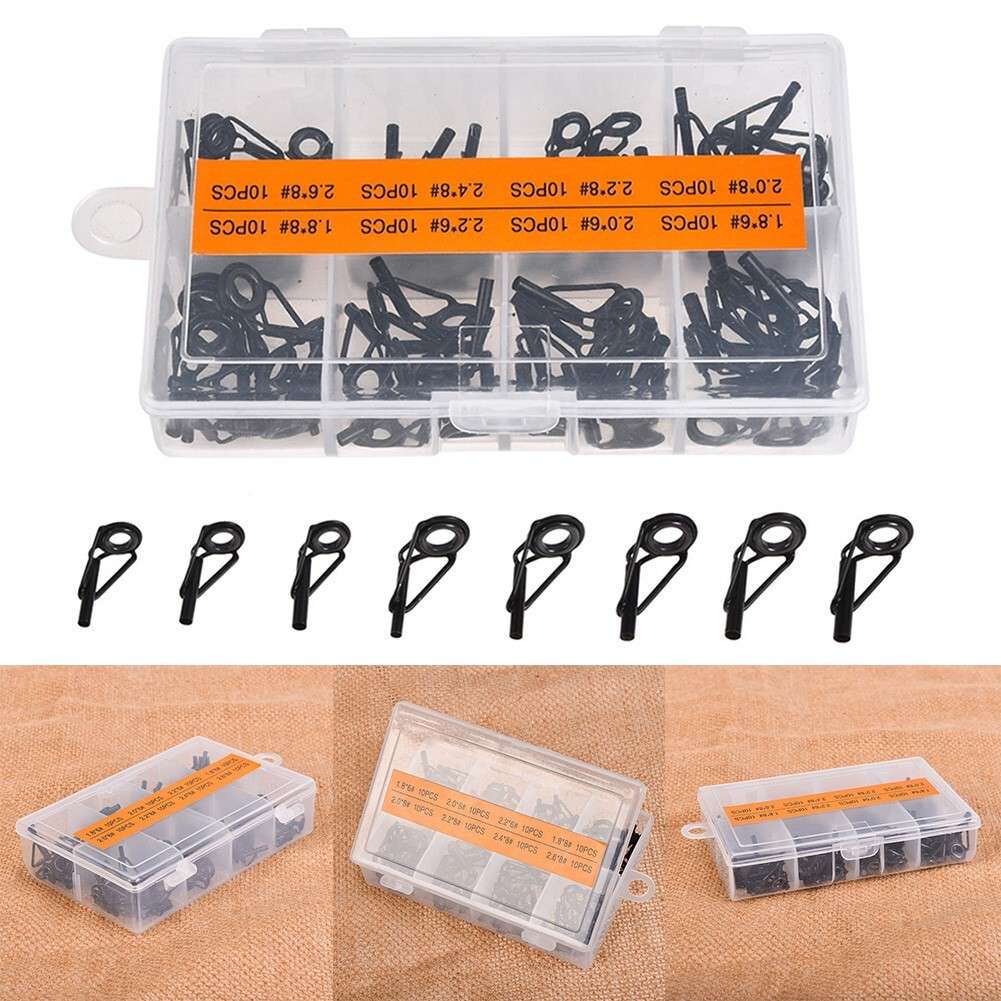 80pcs Fishing Rod Guide Tip Repair Kit,Rod Eye Replacement Ceramic Guide Ring