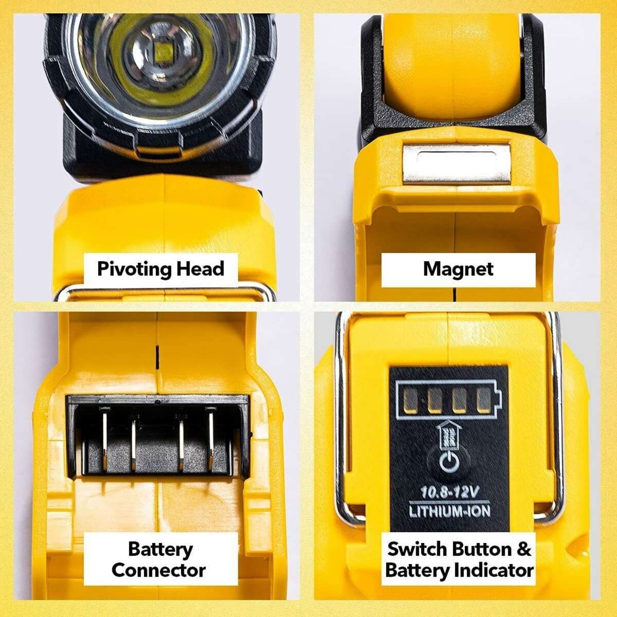 LED Work Light Electric Spotlight Flashlight For DeWalt 12V MAX Li-Ion Battery