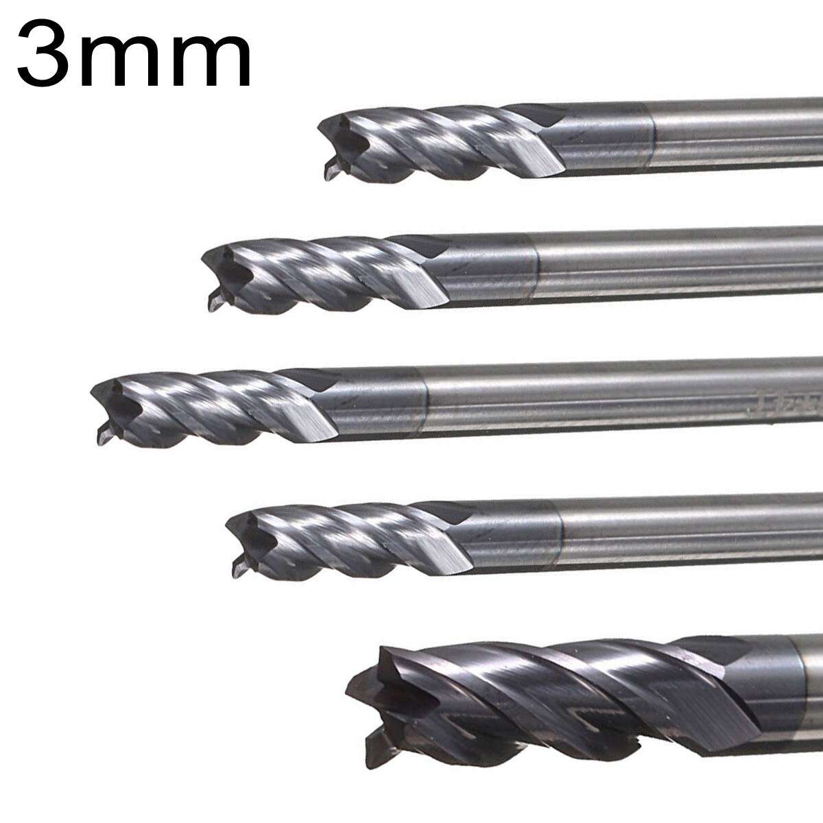 5x 3mm Solid Carbide End Mill CNC Milling/Cutter Drill 4-Flute Coated