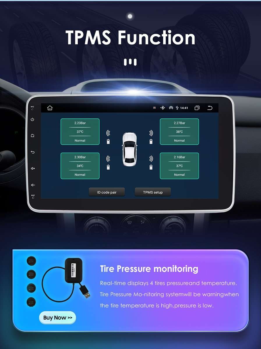 2DIN 10.1" Rotatable 8+128GB Android 12 CarPlay Car Stereo GPS Radio RDS WiFi BT