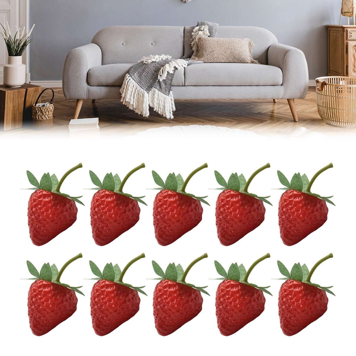 Artificial Plastic Strawberry Fruit Fake Display For Kitchen Home Foods Decor