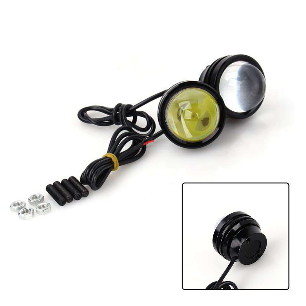 2x White 12V-24V High Power Bull Eye LED Projector Car Daytime Fog Light Alloy
