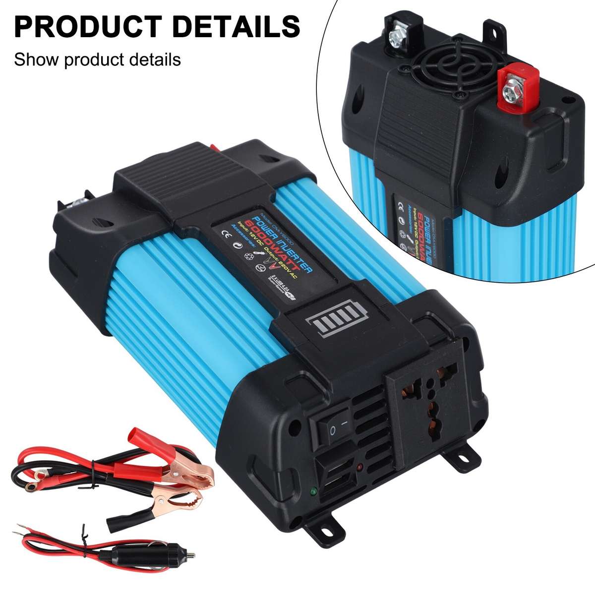 4000W Car Power Inverter DC12V To AC220V Pure Sine/Wave 2USB LCD Display