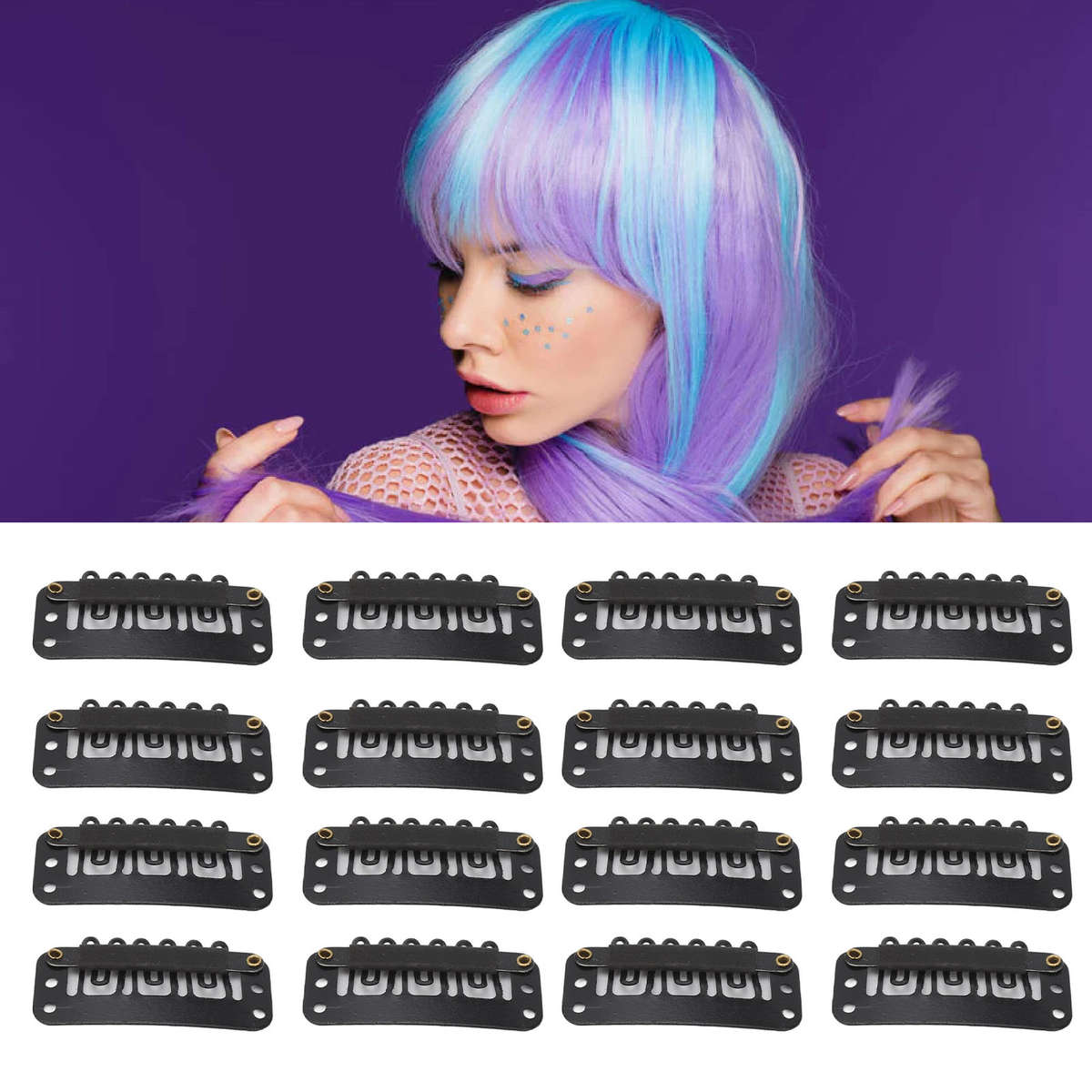 100Pcs 6 Teeth Hair Extension Clips Wig Clips Stainless Steel U Shape Snap C CHW