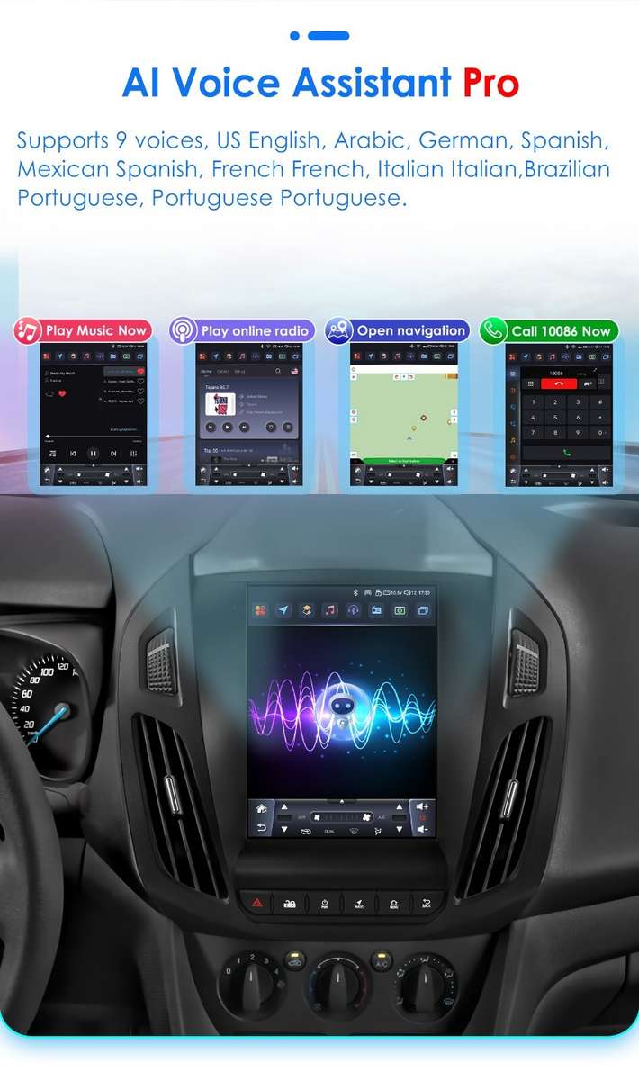For Ford Tourneo Connect/Transit Connect 2013-2018 Carplay 9.7''GPS Stereo 8Core