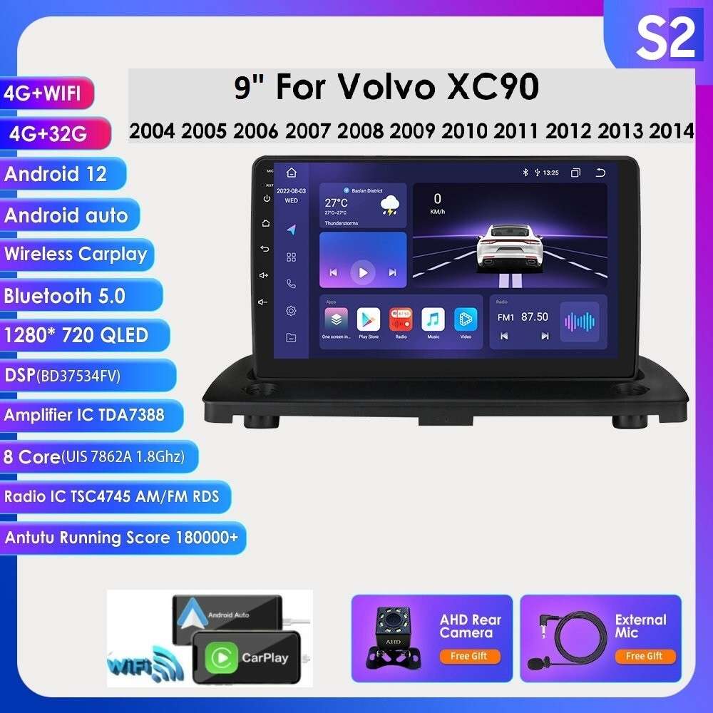 8-Core Android 12 Car Radio GPS Navi CarPlay For Volvo XC90 2004-2014 DSP Stereo