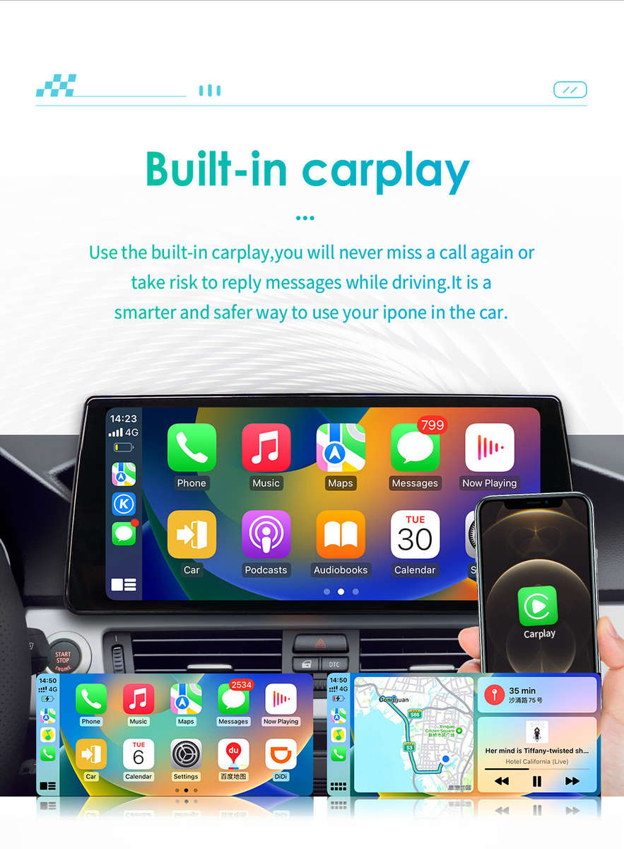 10.33"Android 12 Carplay Stereo GPS Radio IPS for BMW 3 Series E90 E92 2009-2012