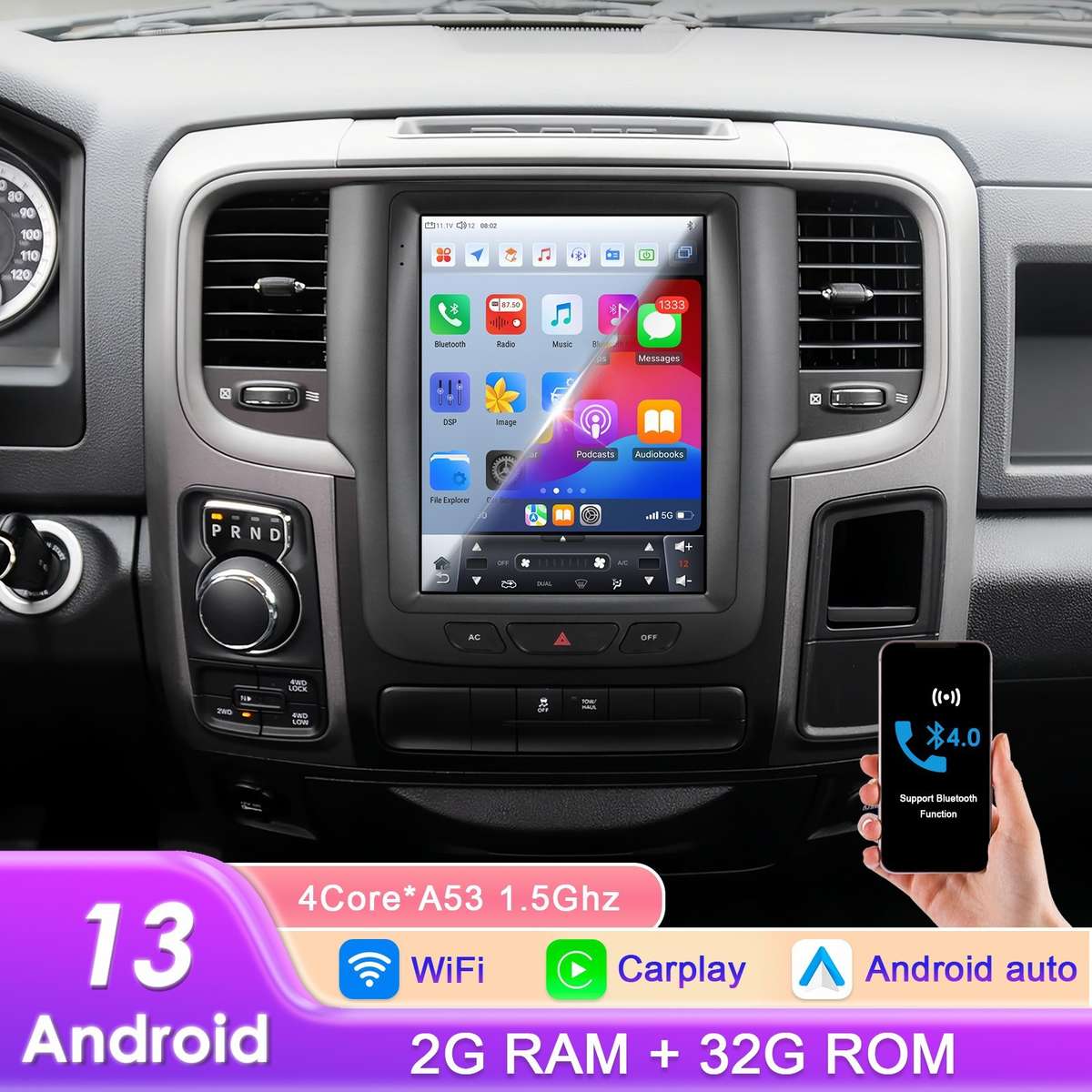 9.7" Screen For Dodge Ram 1500 2500 3500 2013-18 Android 14 Car Stereo Radio GPS