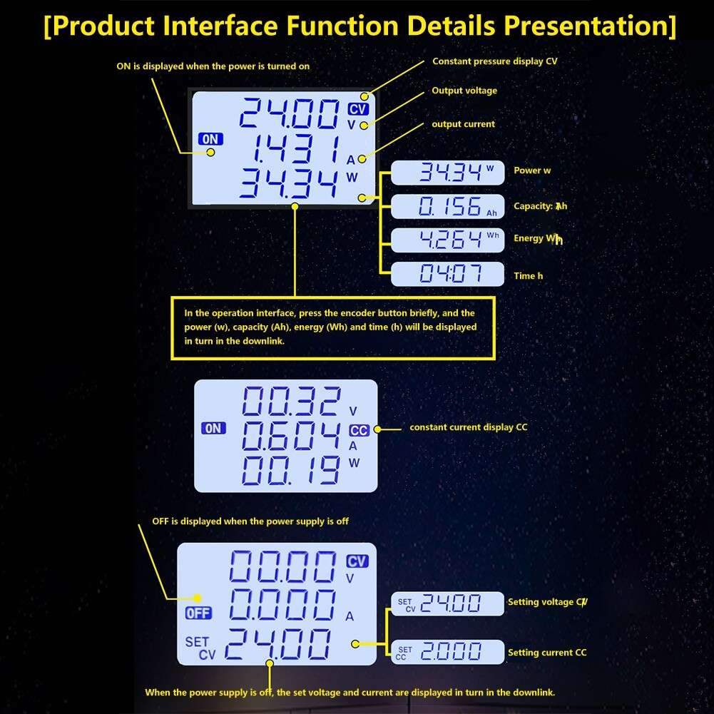 CNC Adjustable DC Regulated Power Supply CV CC 0-60V 20A/1200W-Step