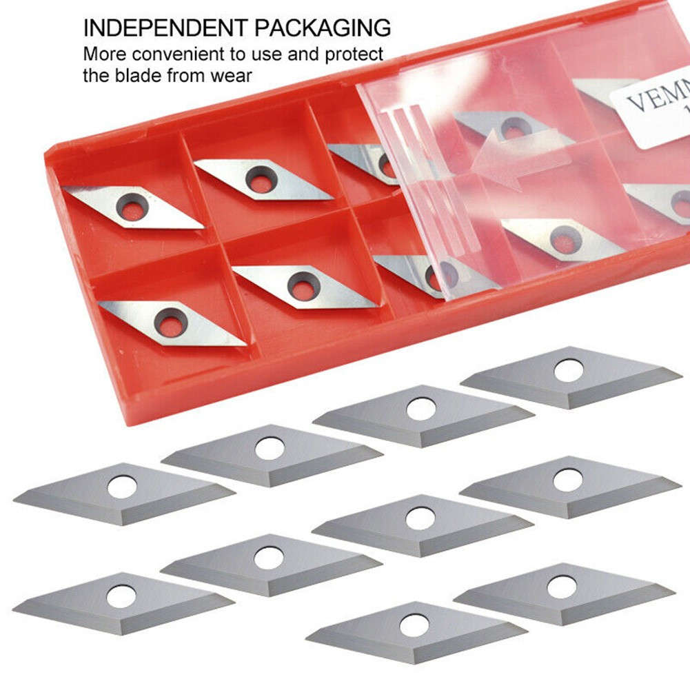 10pcs For Wood Turning Tool Inserts 10x30mm Carbide With Screws For DIY Use