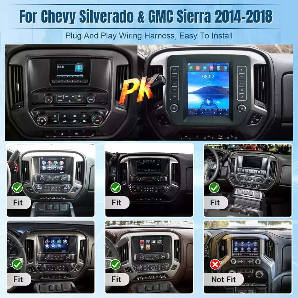 8+128G 9.7"Android Carplay Radio Stereo For Chevrolet Silverado GMC Sierre 14-18