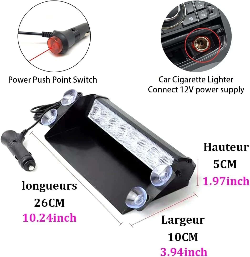 Dash Mount Emergency Strobe Light - Dash Strobe Light Flashing Light *8LED