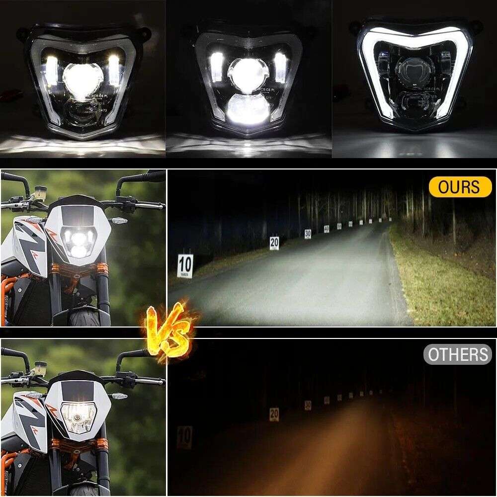 For KTM 690 Duke 2013-2018 690R LED Headlight Assembly Adjustable Beam DRL