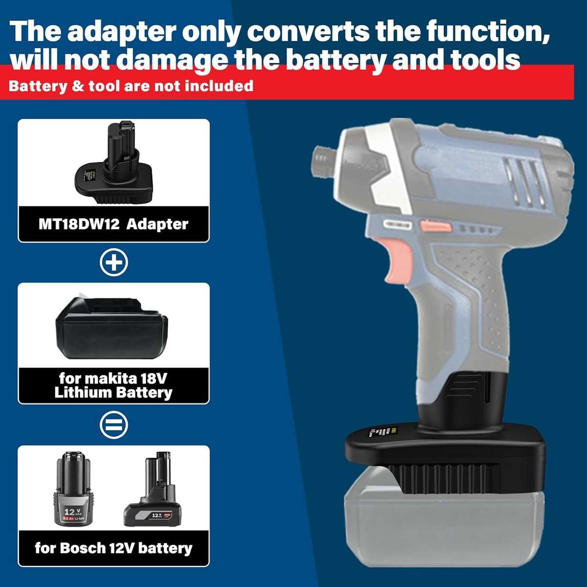 Adapter for Makita 18V Li-ion Battery Converter to for Bosch 12V Power tools