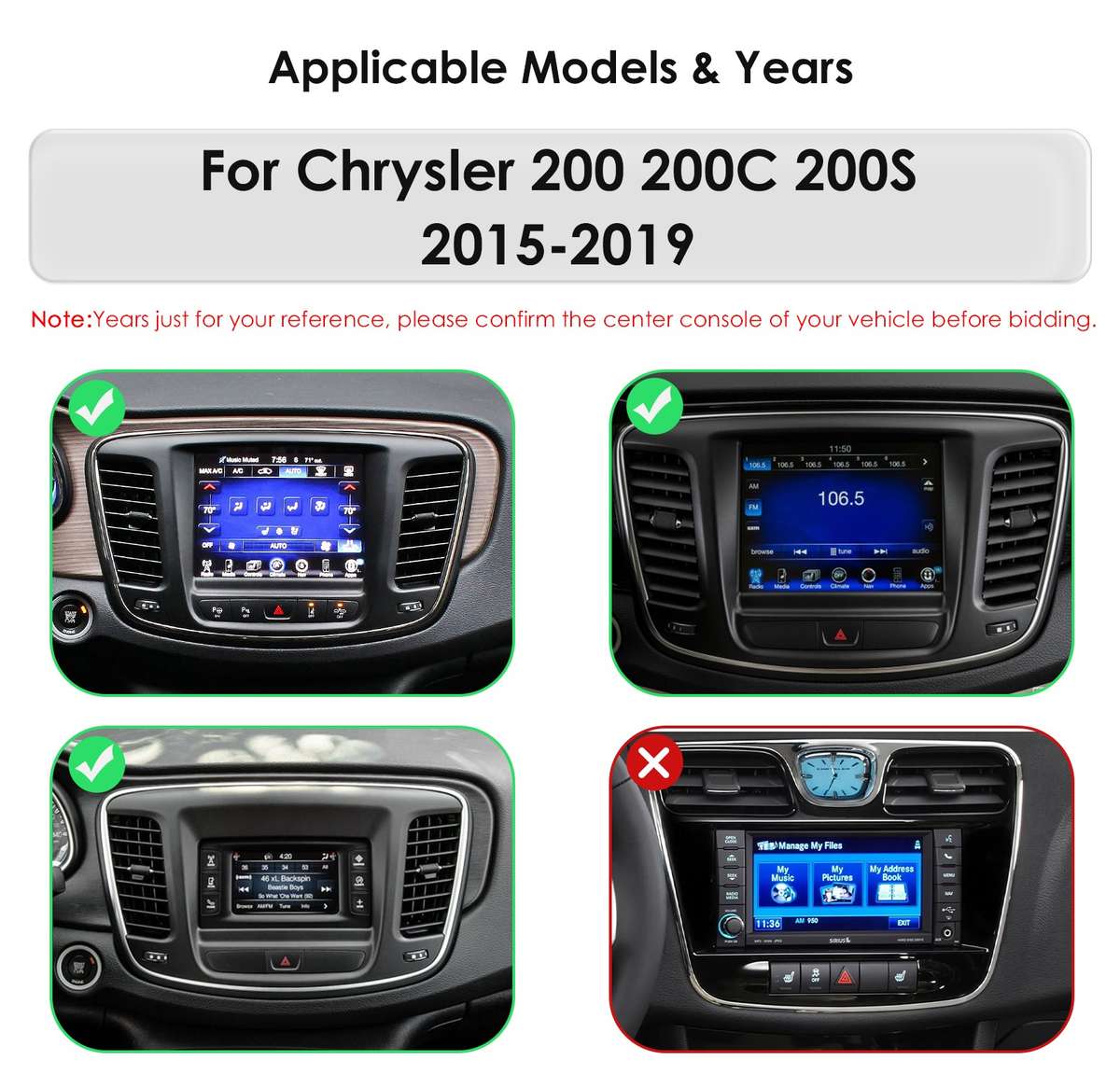 Carplay Android 14 For 2015-2019 Chrysler 200 200C 200S Car Stereo GPS Sat Navi