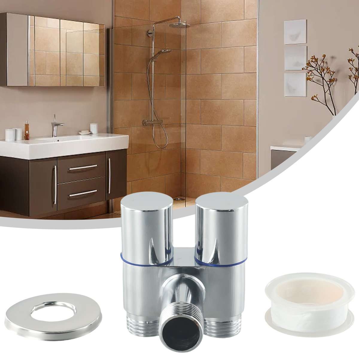 G1/2 1 In 2 Out Dual Control Washing Machine Faucet Toilet Triangle Valve