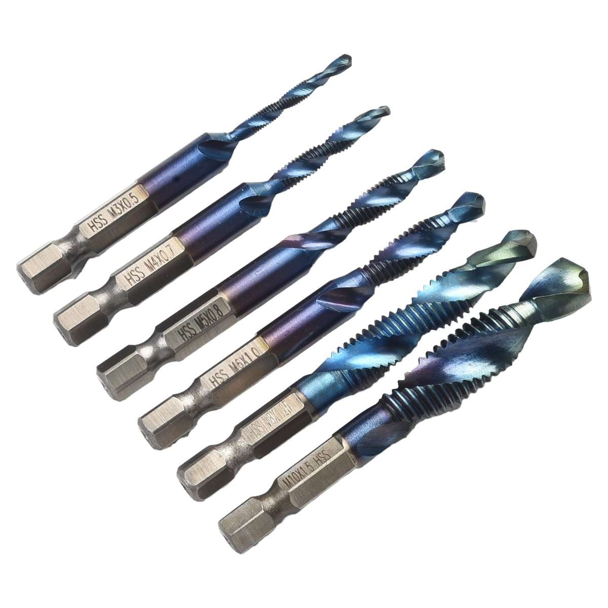 12PCS Hex Shank HSS Drill Bits Set For Aluminum Iron Metal Wood Plastic