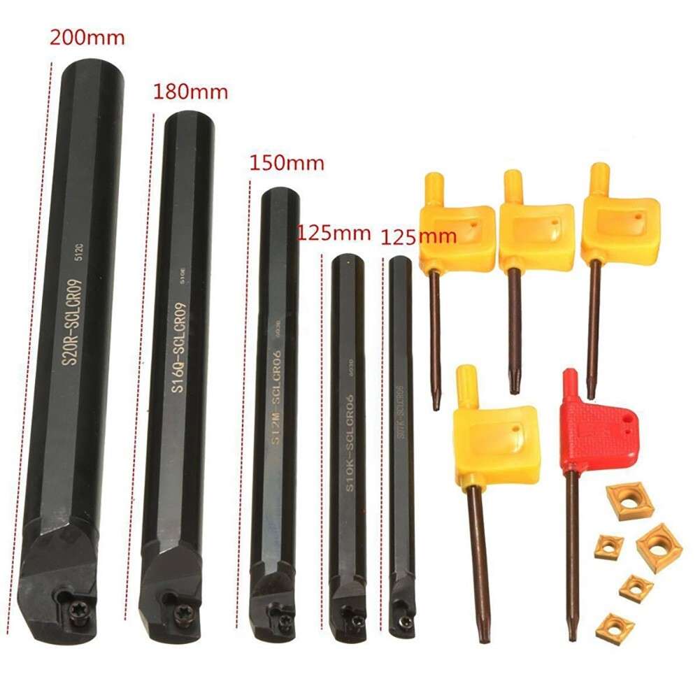 5x/set 7/10/12/16/20mm SCLCR09 Turning Tool Boring-Bar Holder Insert For CCMT