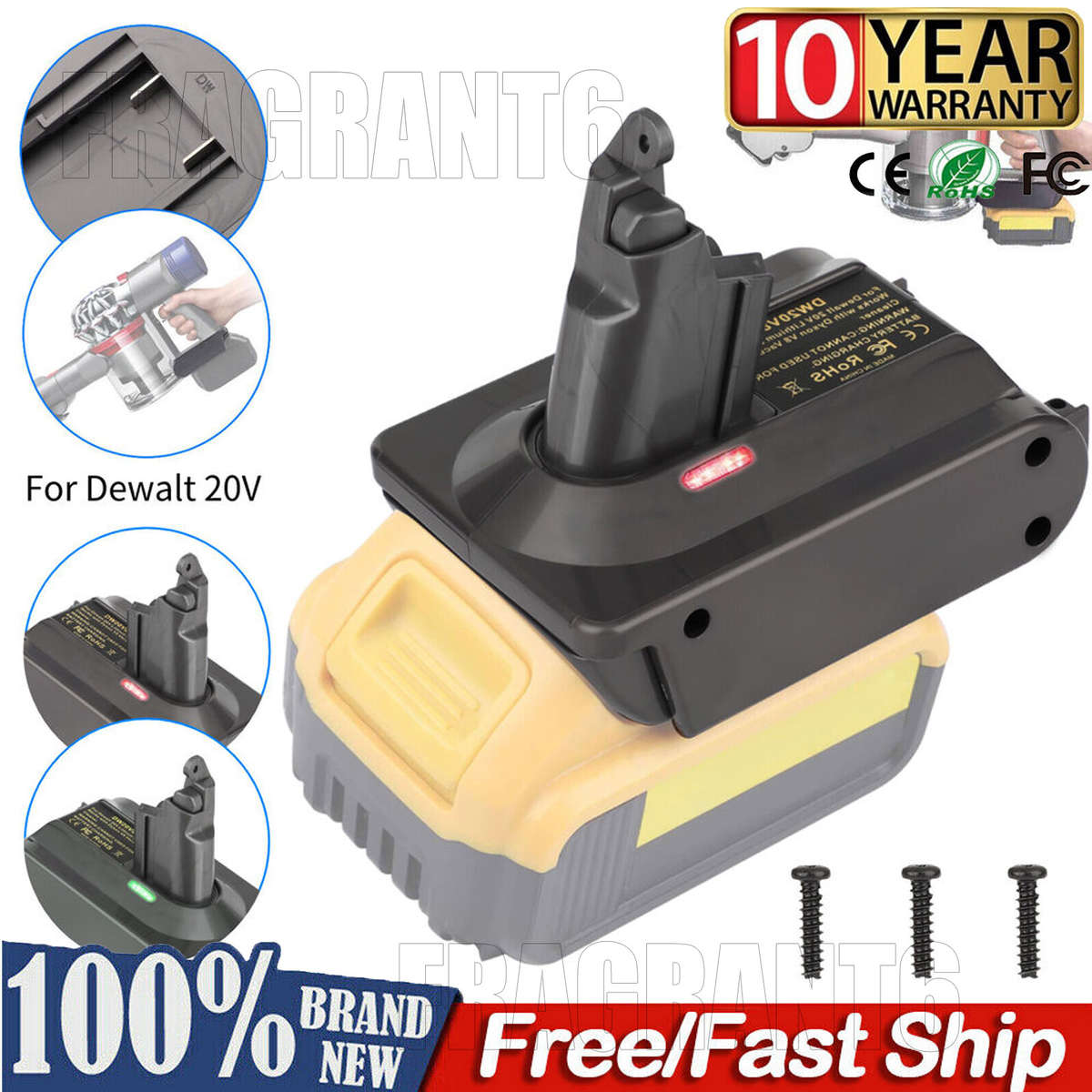 Adapter Converter for Dewalt 20V MAX Battery DCB205 for Dyson V6 Series