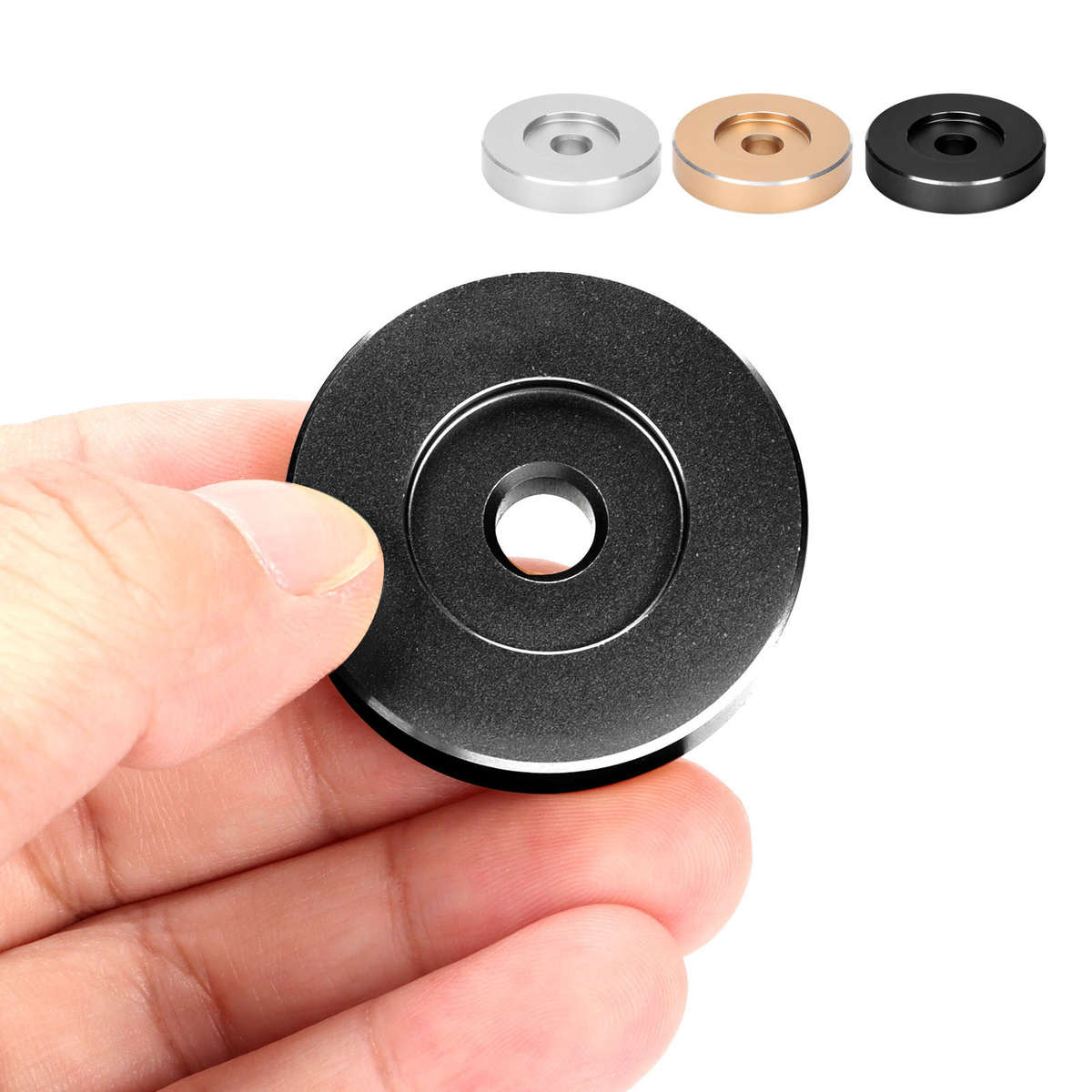45 RPM Record Turntable Adapter Large Hole Conversion Sheet Vinyl Black Clam FFG