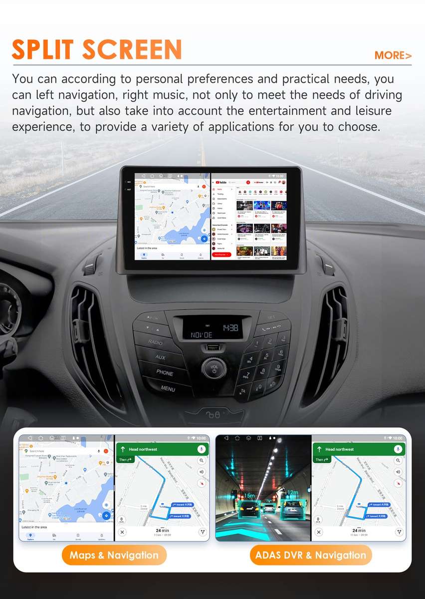 8Core For Ford Transit Tourneo 2013-2021 Carplay DSP Android 14 Stereo Radio GPS