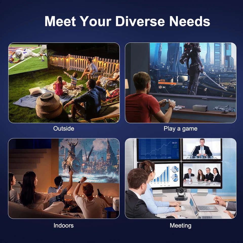 4K Smart Projector with WiFi Auto Focus Portable Home Theater