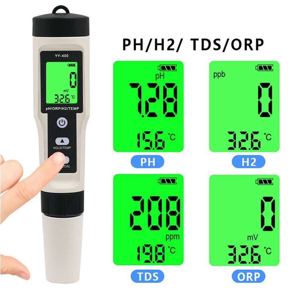 Portable 4 In 1 Hydrogen-Rich Test Pen PH/ORP/TEMP Water Quality Meter Tester RA