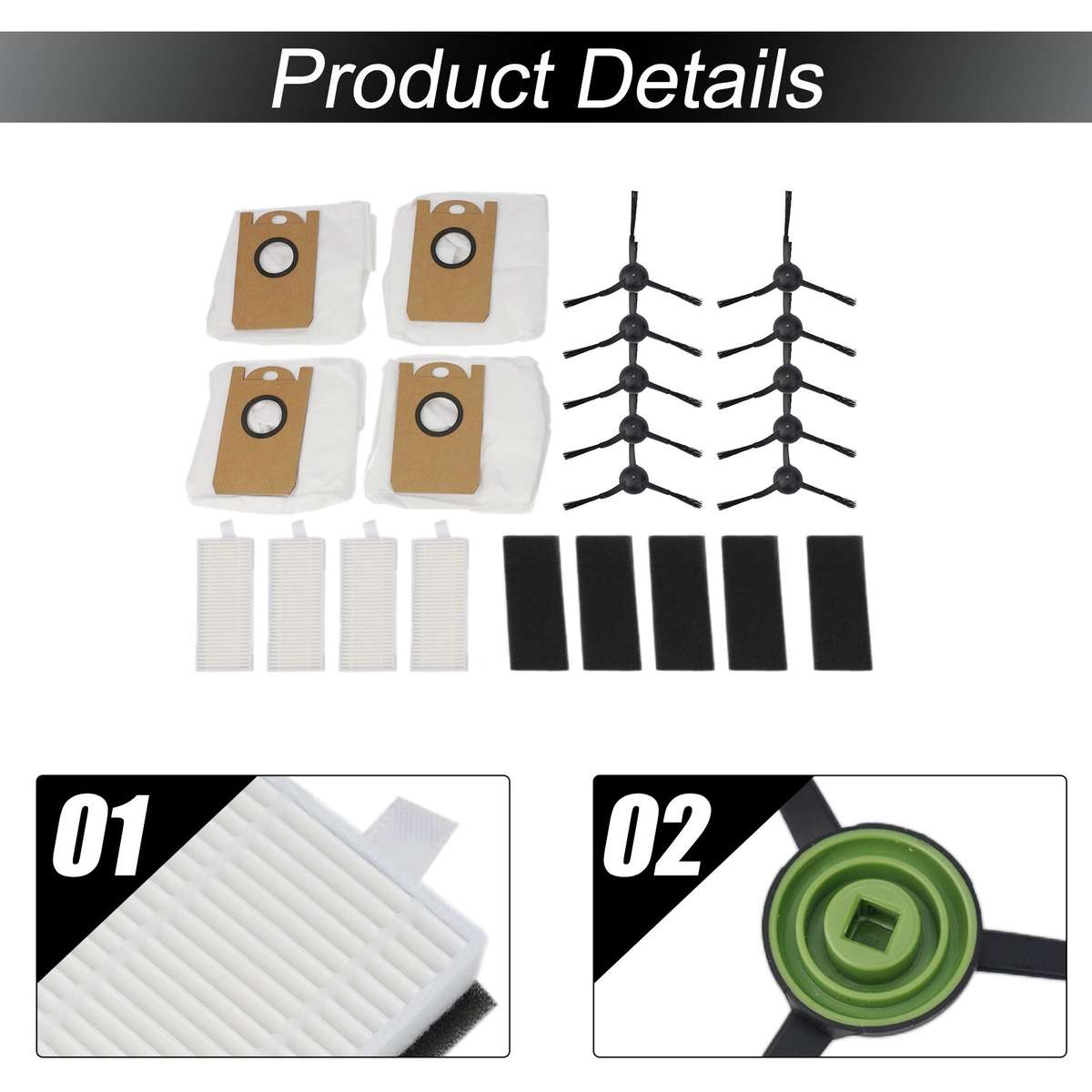 For Ionvac V4 7997 Side Brush Filters Floor Cleaning Part Replacement
