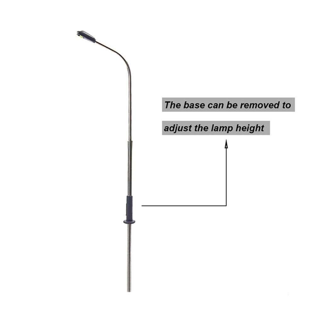 10X O Scale Model Trains Metal Light Poles Wired LED Lighted Street Lamps