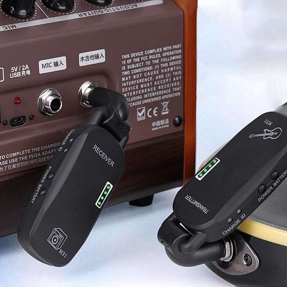 Rechargeable Wireless Guitar System Long Battery Life Exceptional Sound Quality