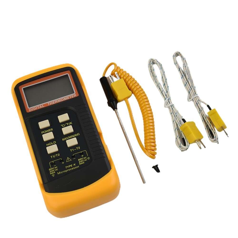 Dual Channel K-Type Digital Thermocouple Thermometer 6802 II 2 Sensors+ Probe