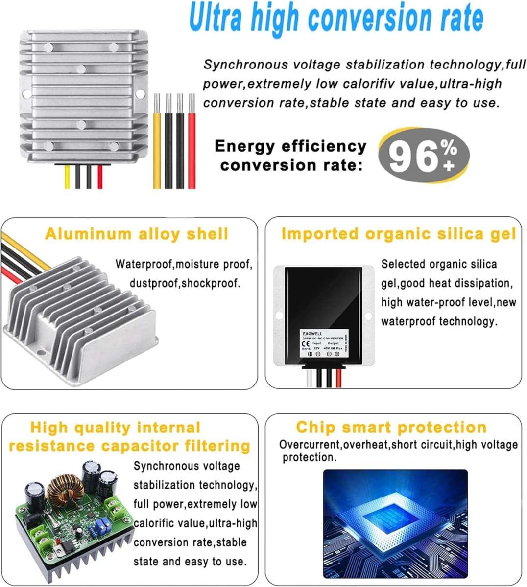 DC 12V to DC 48V 5A Voltage Regulator Power Converter Transformer