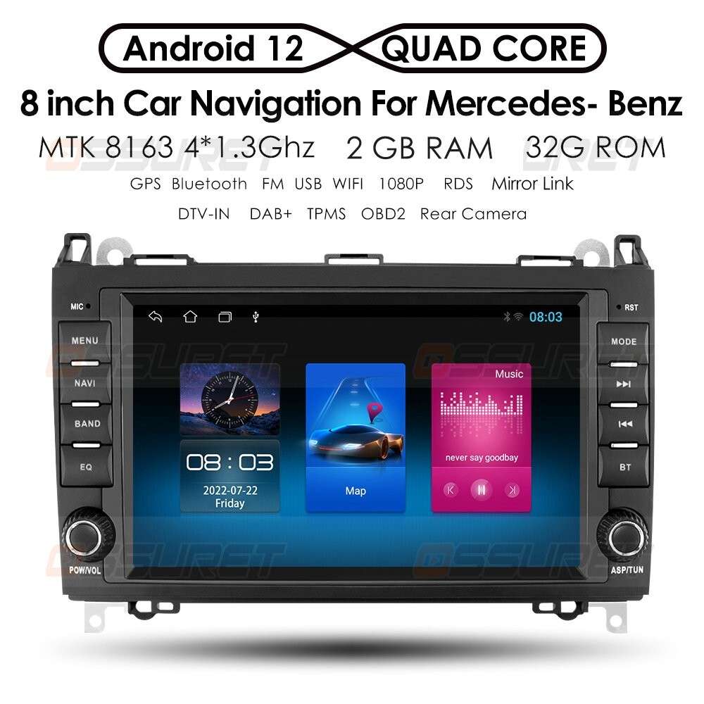 CarPlay Stereo 8" Android 13 Radio GPS WiFi for Mercedes Benz Sprinter Vito B200