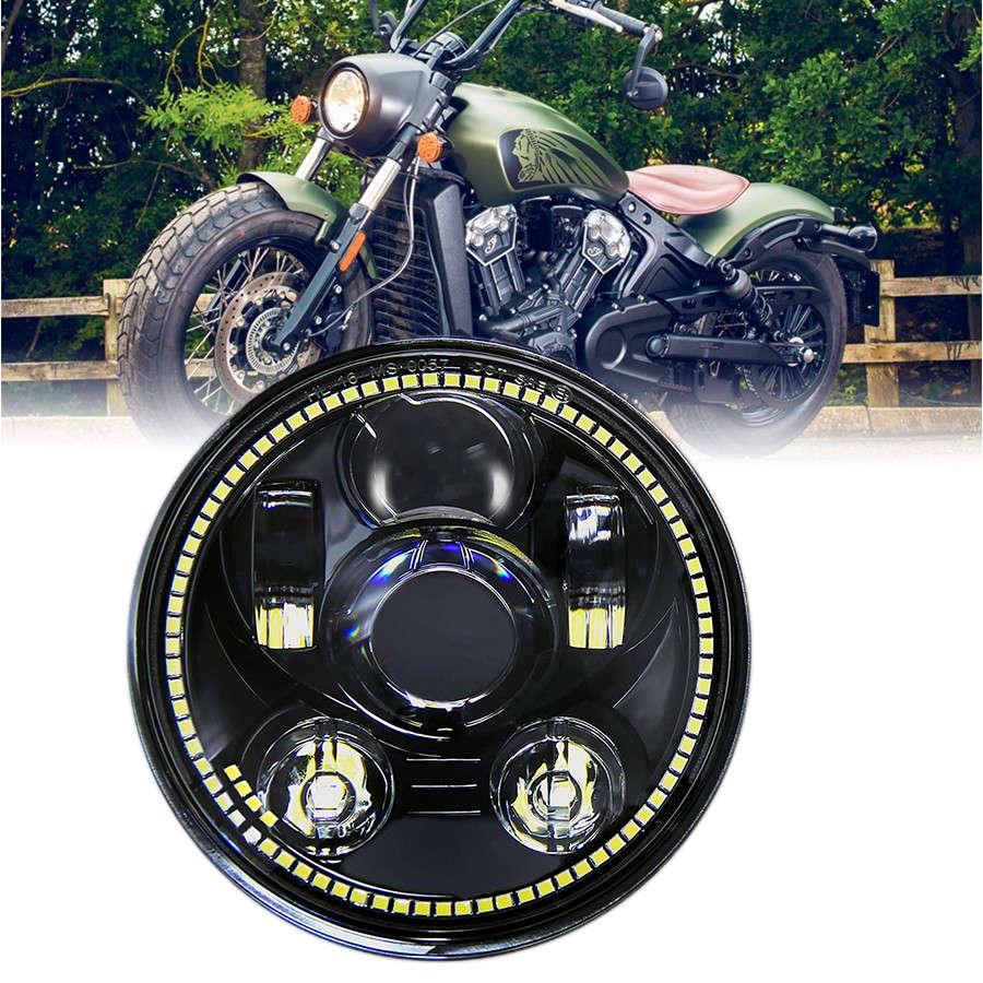 5 3/4inch LED Headlight with Halo DRL for Motorcycle Indian Scout 60 Bobber