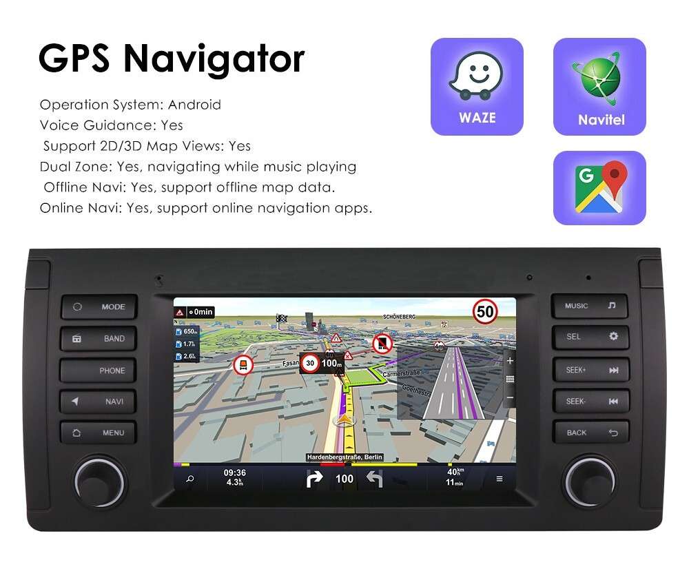 For BMW 5 Series E39 X5 E53 7" Android Auto 12 Car Stereo GPS CarPlay RDS 2+32GB