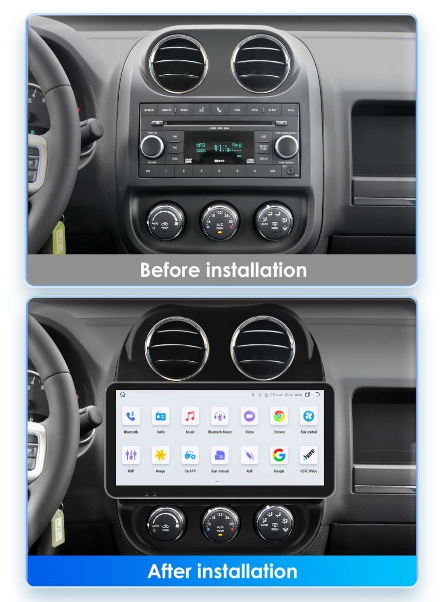 10.33"Android 13 Car GPS Radio Stereo CarPlay For Jeep Compass Patriot 2011-2017