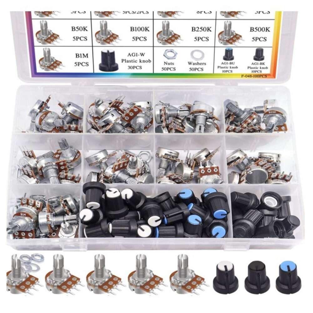 High Quality 100PCS Rotary Potentiometer Assortment Kit For Audio Applications