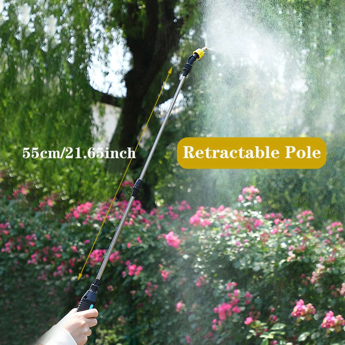 5L portable electric garden spray with retractable spray bar