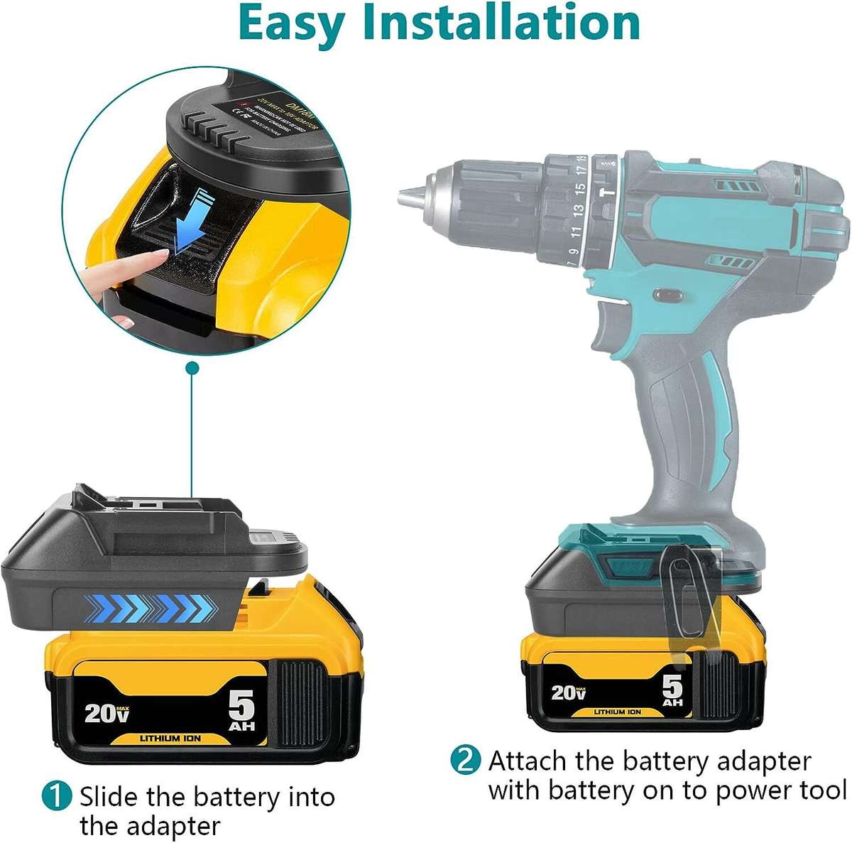 Adapter For Milwaukee For Dewalt 18V Li-ion Battery Convert for Makita 18V Tools