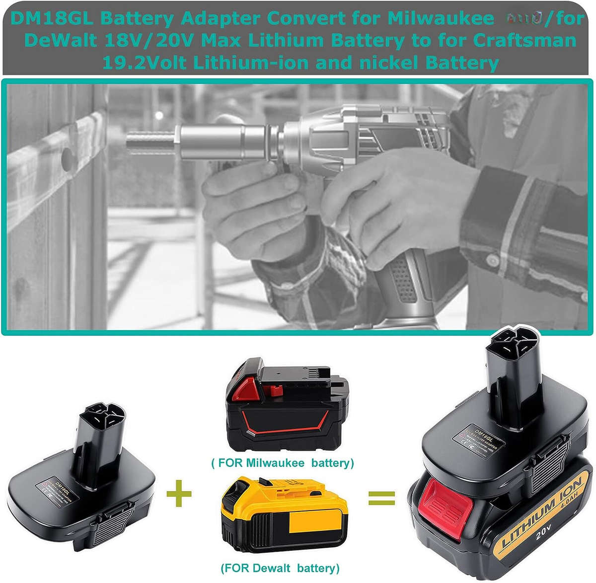 Converter Battery Adapter 18V For Milwaukee to for CRAFTSMAN 19.2V Power Tool