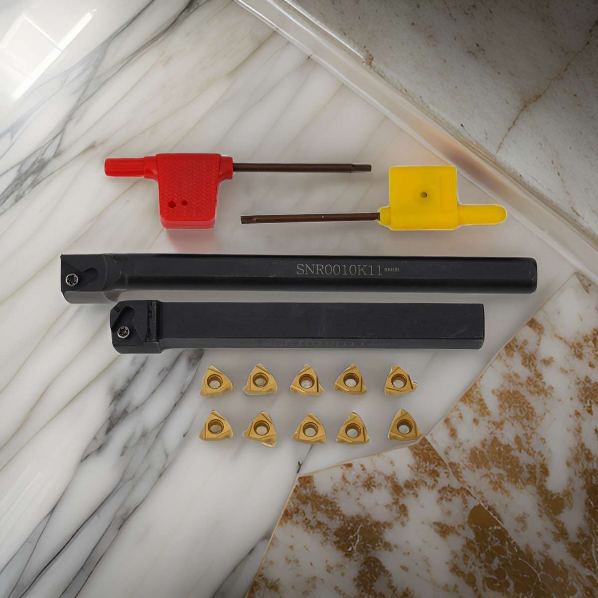 Lathe Threading Tool External Internal Holder W/ Inserts Wrench Set 11ER-AG60