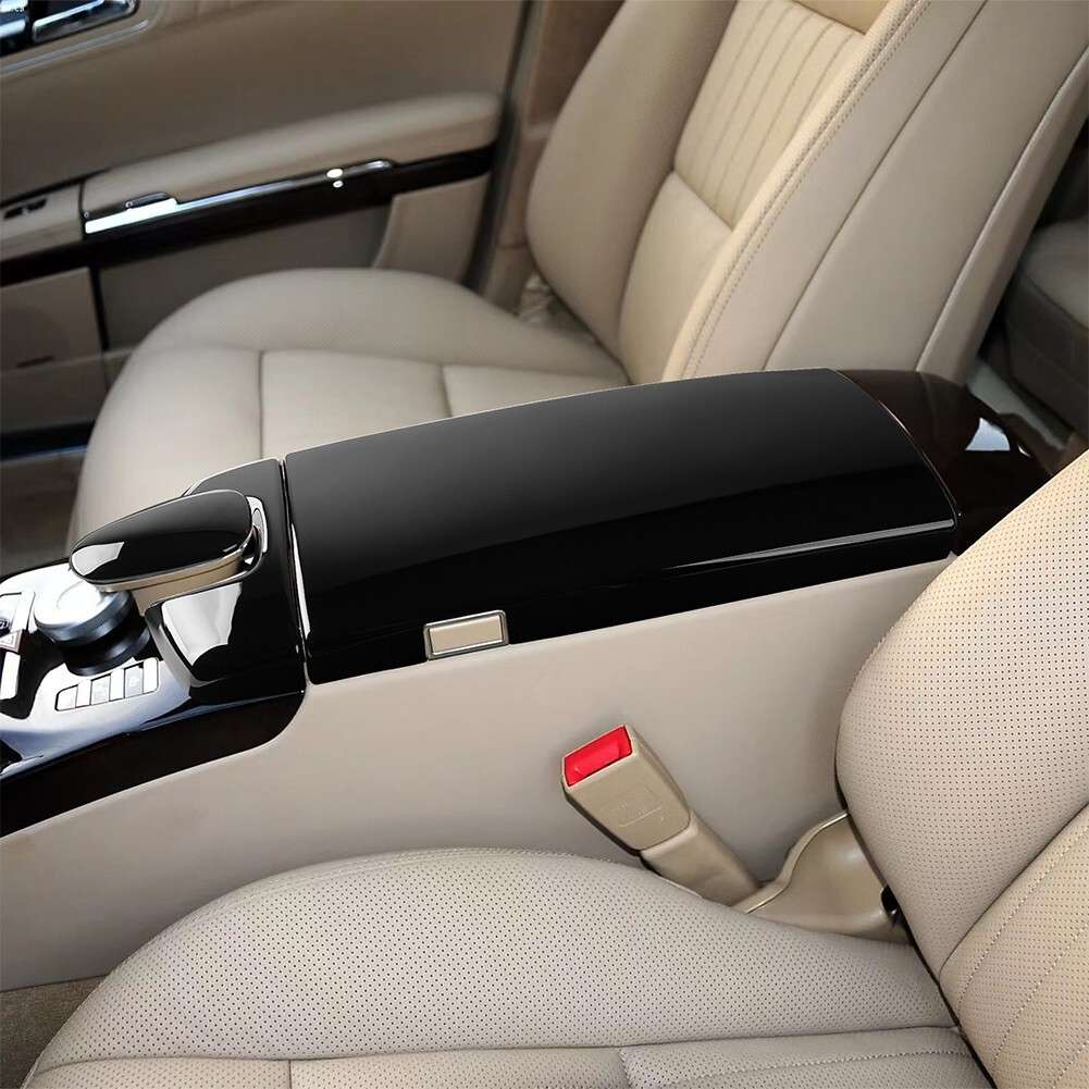 Console Armrest Box Panel Cover Bright Black Car Accessories Console Armrest Box