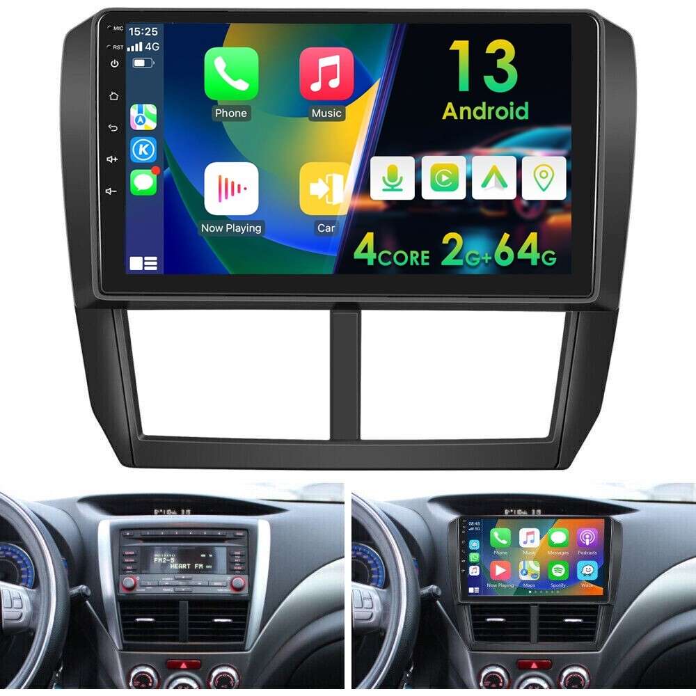Carplay 9" For Subaru Forester 2008-2012 Android 13 Car Stereo GPS Radio RDS 32G