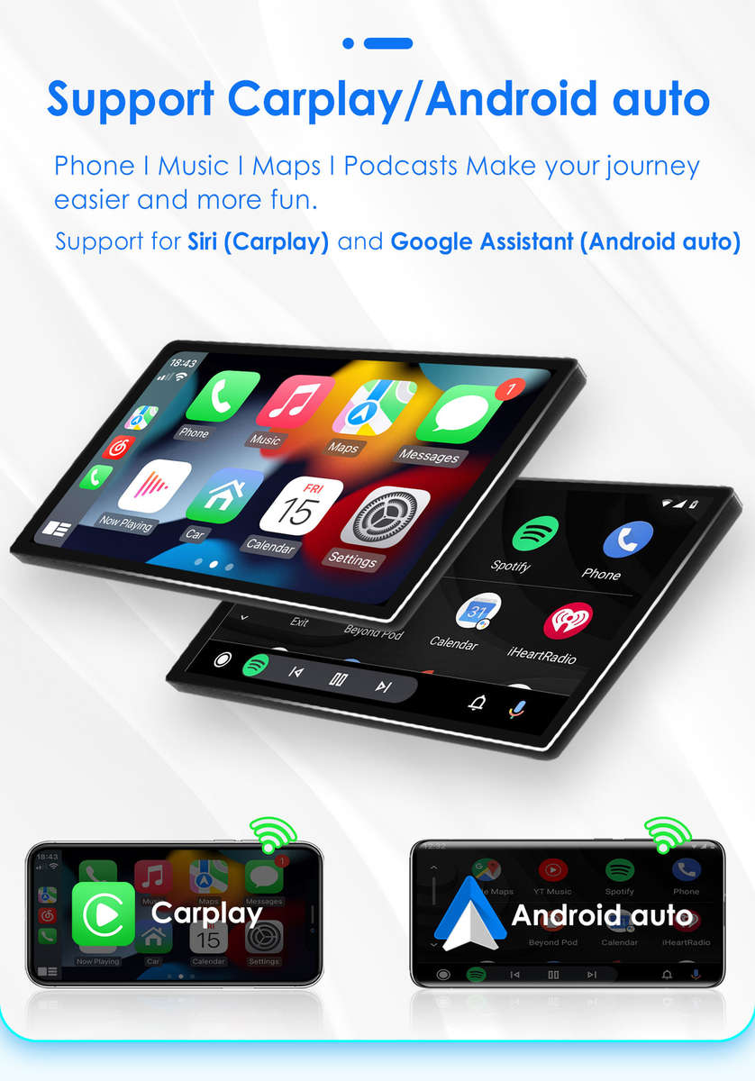 10.33" QLED Screen 2 DIN 4+32GB Android 12 CarPlay GPS Stereo Player WiFi BT DSP