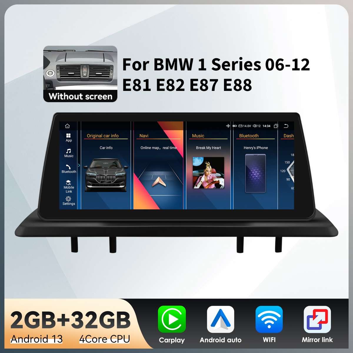 Android 13 For BMW E81 E82 E87 E88 06-12 Car Stereo Radio WiFi Apple Carplay 32G