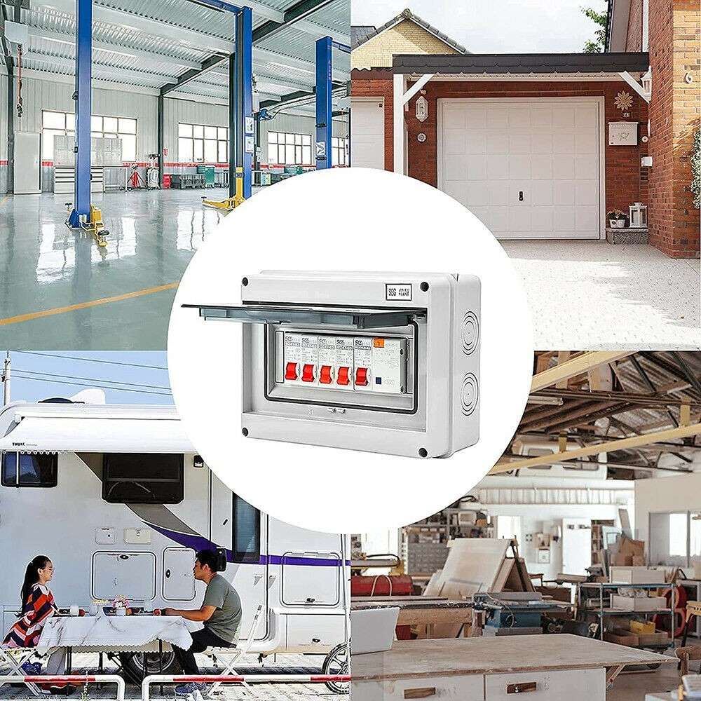 4 Way Garage Shed Camper Van Caravan Consumer Unit Fuse Box With RCD And 4 X MCB
