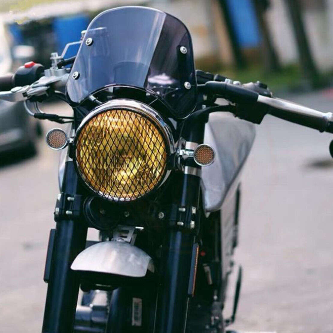5-7" Motorcycle Headlight Windshield Windscreen Deflector Black Acc
