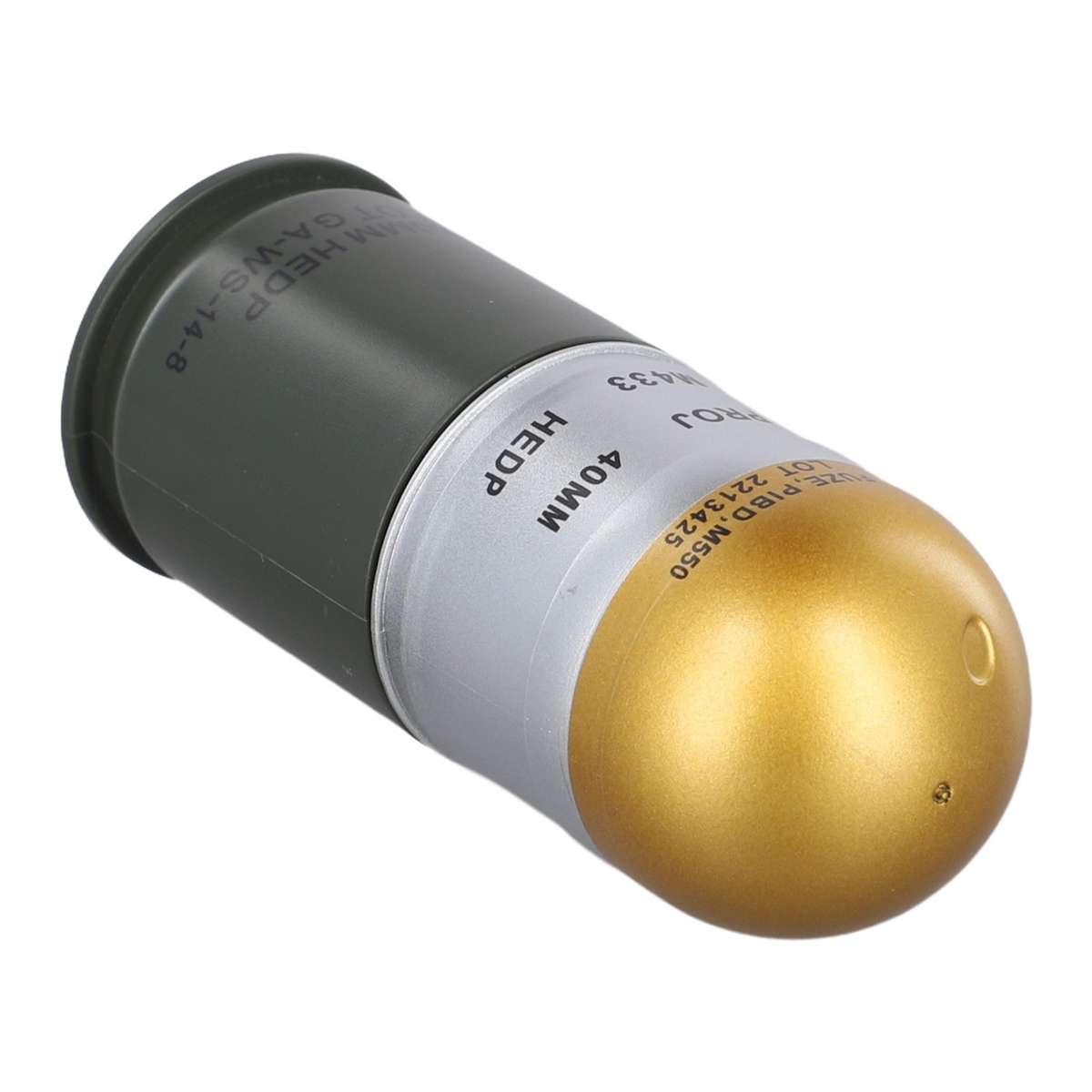 Sturdy And Reliable M433 HEDP 40mm Cartridge Dummy Grenade Model With Storage